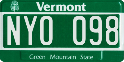 VT license plate NYO098