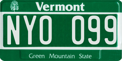 VT license plate NYO099