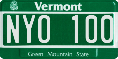 VT license plate NYO100