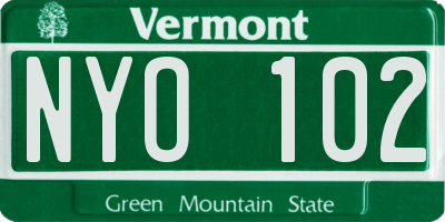 VT license plate NYO102