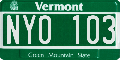 VT license plate NYO103