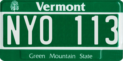 VT license plate NYO113