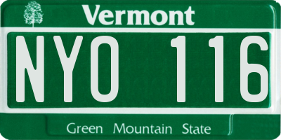 VT license plate NYO116