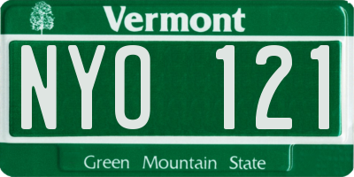 VT license plate NYO121