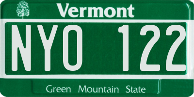 VT license plate NYO122
