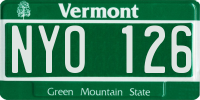 VT license plate NYO126