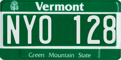VT license plate NYO128