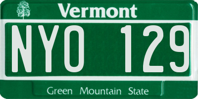 VT license plate NYO129