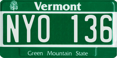 VT license plate NYO136