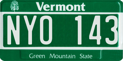 VT license plate NYO143