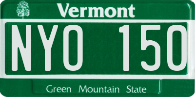 VT license plate NYO150