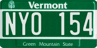VT license plate NYO154