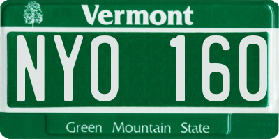 VT license plate NYO160