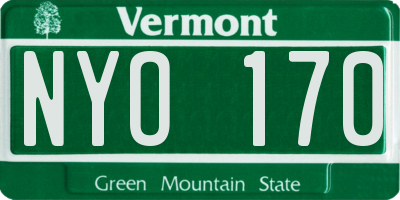 VT license plate NYO170