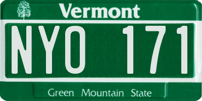 VT license plate NYO171