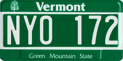 VT license plate NYO172