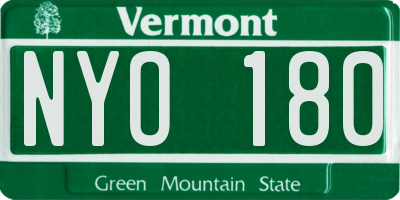 VT license plate NYO180