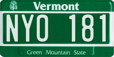 VT license plate NYO181