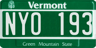 VT license plate NYO193
