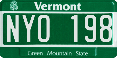VT license plate NYO198