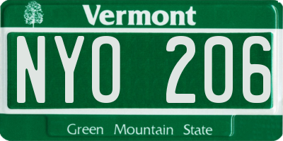 VT license plate NYO206
