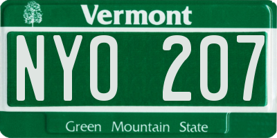 VT license plate NYO207