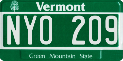VT license plate NYO209