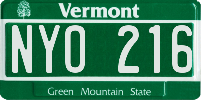 VT license plate NYO216
