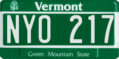 VT license plate NYO217