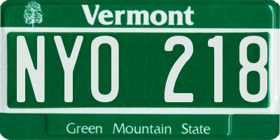 VT license plate NYO218