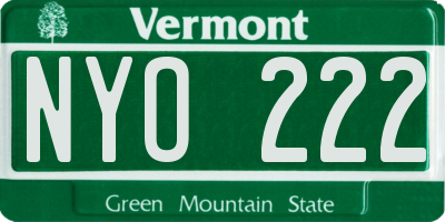 VT license plate NYO222
