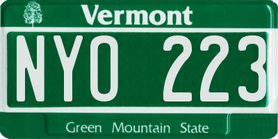 VT license plate NYO223