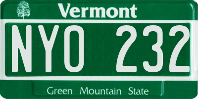 VT license plate NYO232