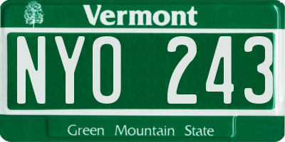 VT license plate NYO243