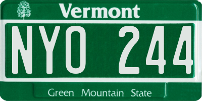VT license plate NYO244