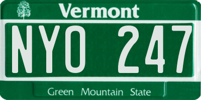 VT license plate NYO247