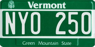 VT license plate NYO250