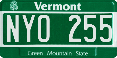 VT license plate NYO255