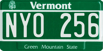 VT license plate NYO256