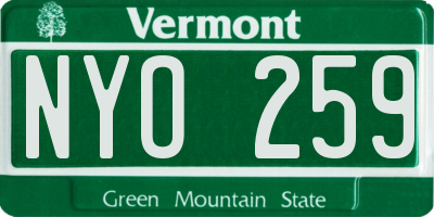 VT license plate NYO259