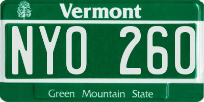 VT license plate NYO260