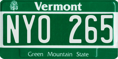 VT license plate NYO265