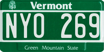 VT license plate NYO269