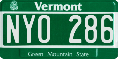 VT license plate NYO286