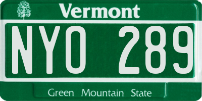 VT license plate NYO289
