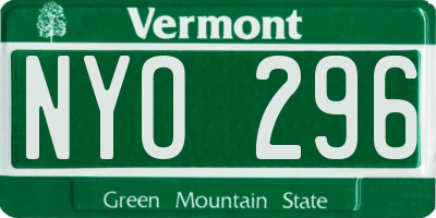 VT license plate NYO296