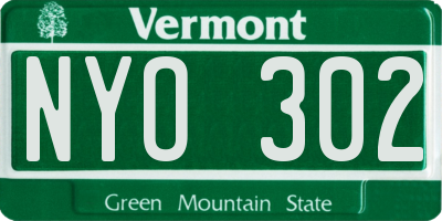 VT license plate NYO302