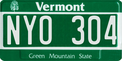 VT license plate NYO304