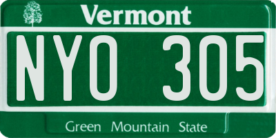 VT license plate NYO305