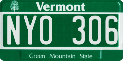 VT license plate NYO306